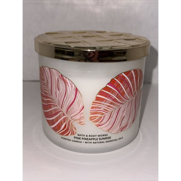PINK PINEAPPLE SUNRISE Large 3 Wick Candle 14.5 oz Bath & Body Works 2023 Lot 2 - Picture 3 of 16